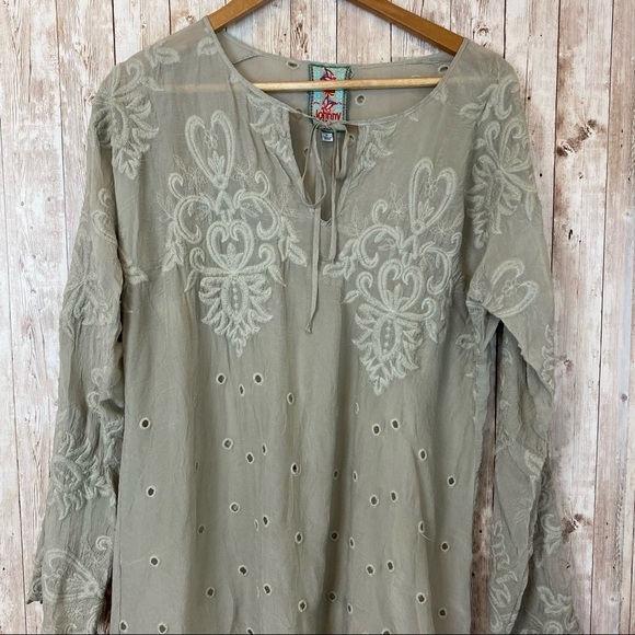 Johnny Was Eyelet Embroidered Tie‎ Front Tunic - Picture 2 of 10